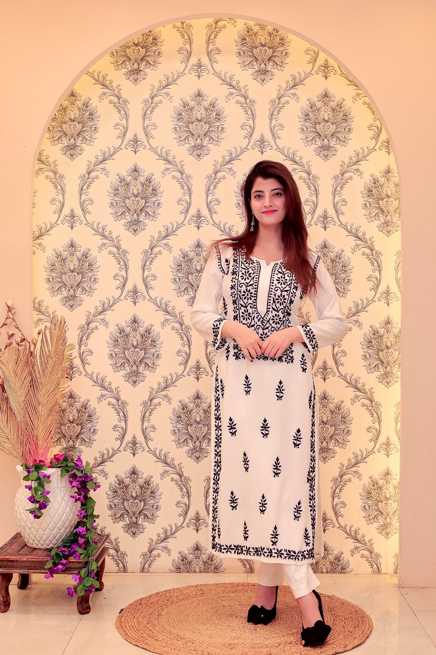 Premium Modal Chikankari Kurta - Black